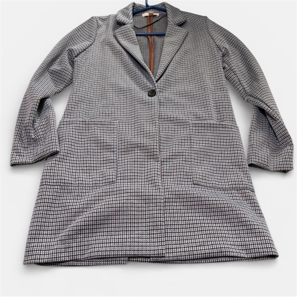 Philosophy Open-Front Blazer Cardigan Plaid Medium